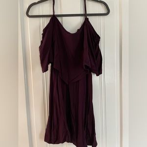 Exposed shoulder mini dress